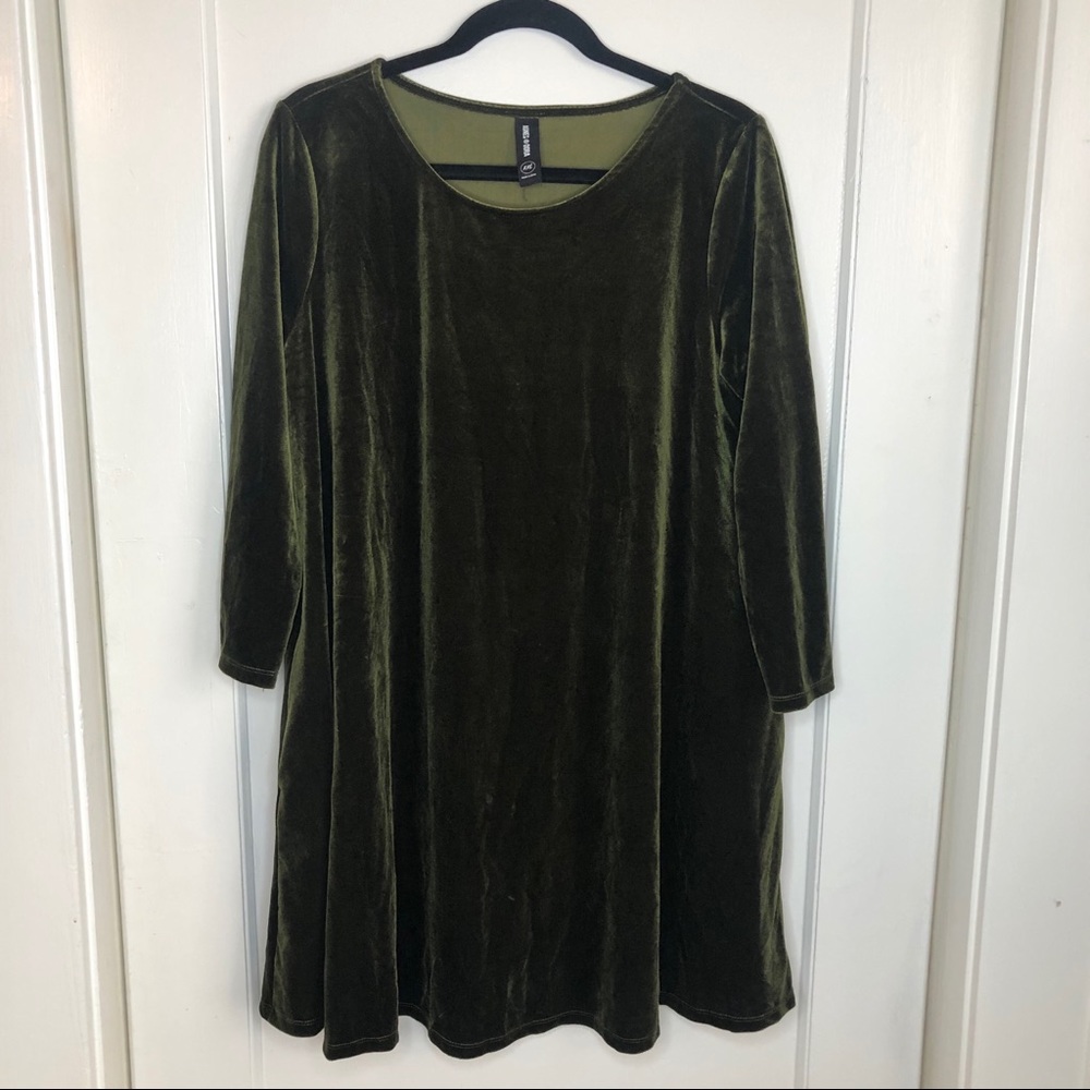 Agnes & Dora Velvet swing dress green XXL